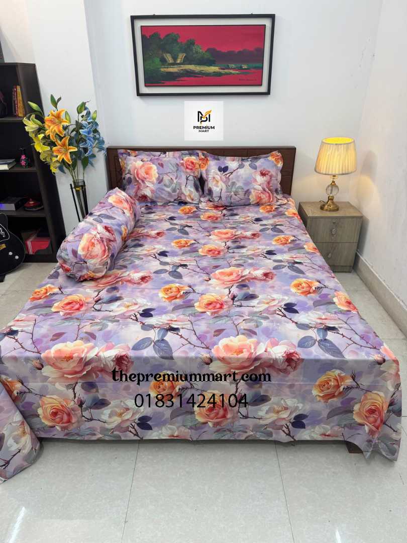 Digital,3D,Printed,Shatin,Cotton,Bedsheet