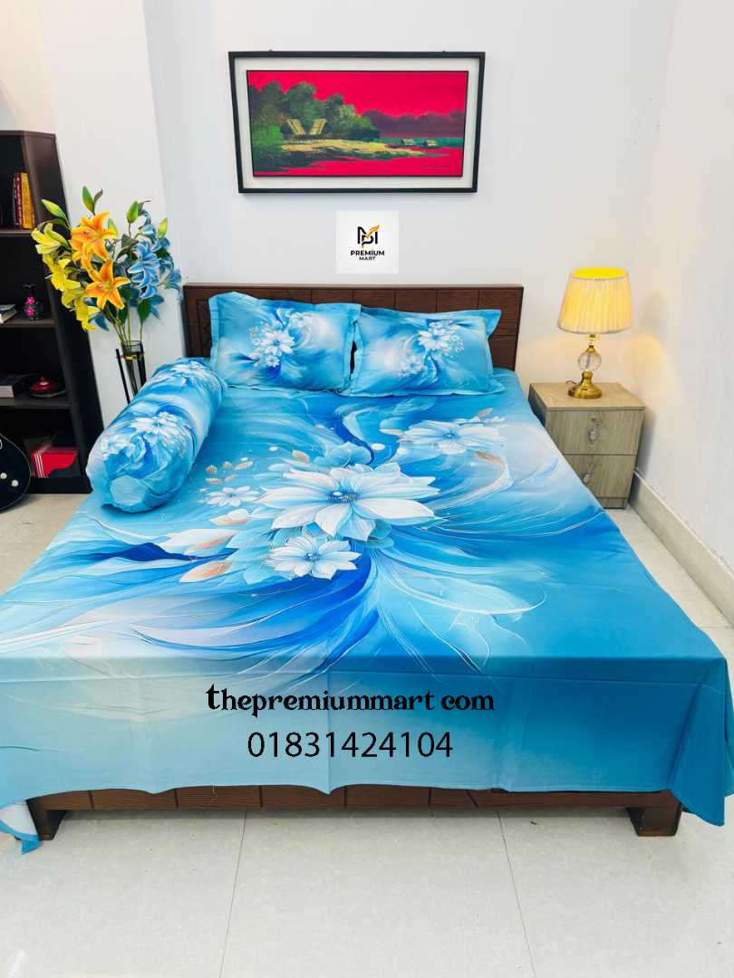 Digital,3D,Printed,Shatin,Cotton,Bedsheet