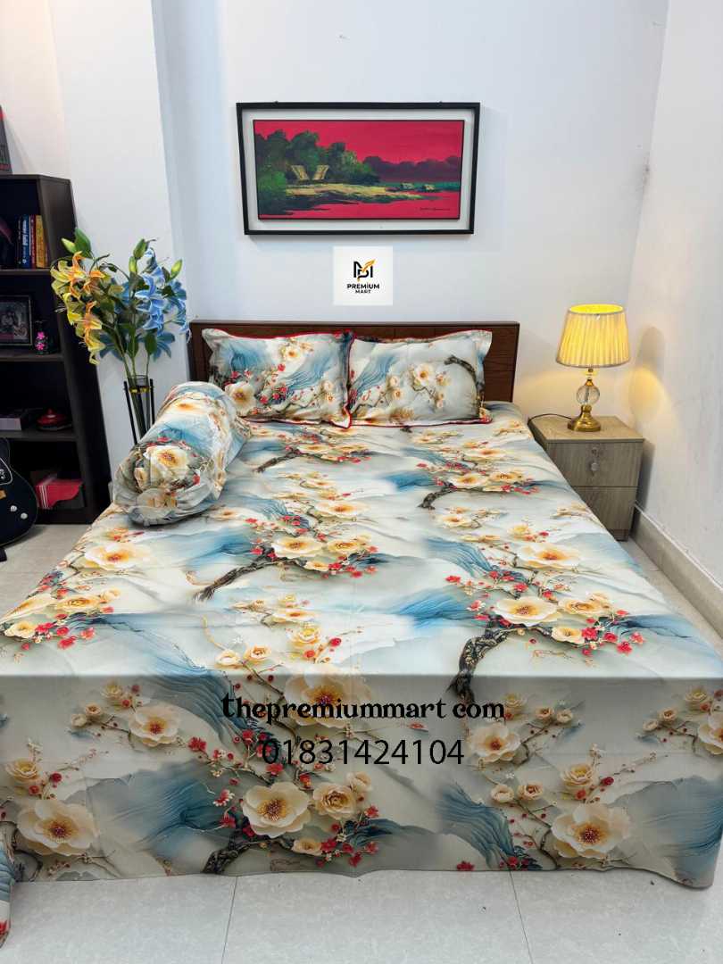 Digital,3D,Printed,Shatin,Cotton,Bedsheet